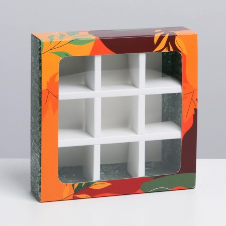 Box for sweets, confectionery packaging, 9 cells, “beloved teacher” 14.5 x 14.5 x 3.5 cm-3