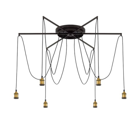 Chandelier "Edison", 6x75W E27, black 60.5x36x10.5 cm