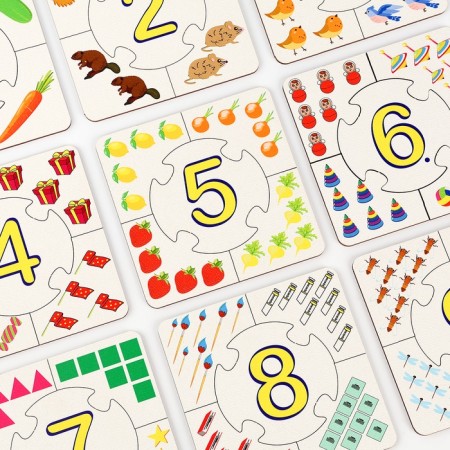 Puzzles of the association “Who lives where?”, “Figures and score”, “profession”, a set of 3 pcs.-12