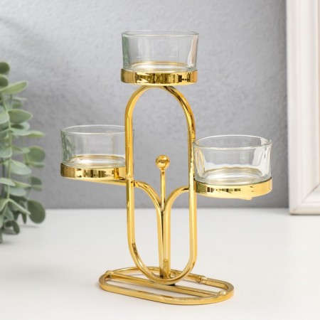 Summary metal for 3 candles "oval" d = 4.5 cm gold 6x15x17 cm-3