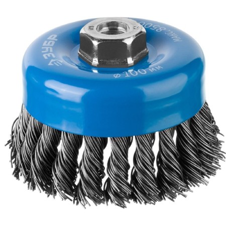 Cup brush "Bison" 35277-100_z02, twisted, steel, wicker bunches 0.8 mm, M14x100 mm
