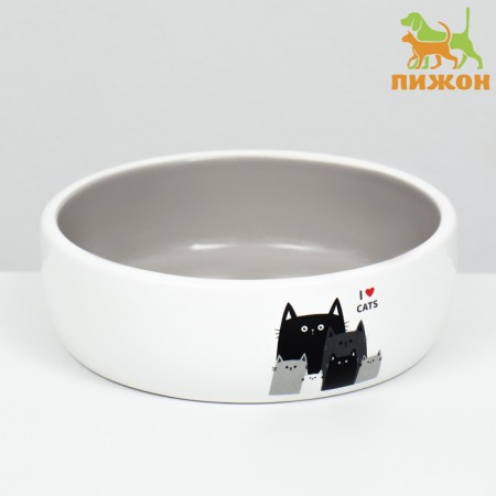 Ceramic "Favorite cats" 300 ml 13.4 x 4 cm, gray-white-1