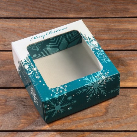 Folding box "Snowflakes Merry Christmas", 14.5 x 14.5 x 6 cm-1