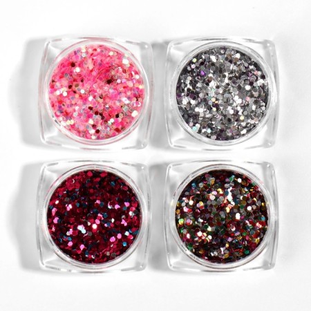 Sparkles for decor, large/small, set 4 jars, multi -colored-2