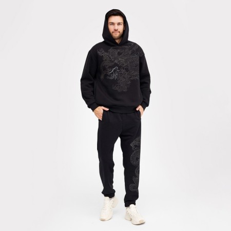 Male sweatshirt was laid down, black color, size 54 (xxl)-1