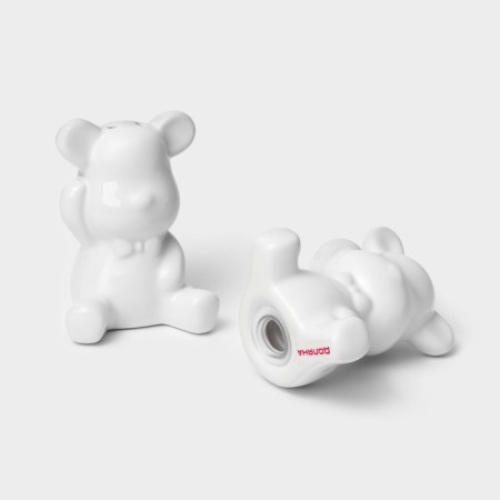 Set for spices of the share "Stylish Bear", 2 items: Solonka 30 ml, pipe 30 ml, white color-4