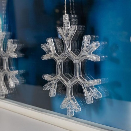 Garland “fringe” 2.4 × 0.9 m with nozzles “snowflakes”, ip20, transparent thread, 150 LED, white glow, 8 modes, 220 V-5