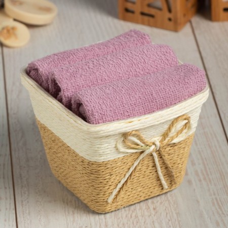 Set of terry decorative napkins Ethel "View 2" 30x30cm-3pcs, pink color, 100% cotton