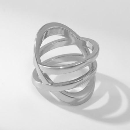 Ring Metal "Trend" double section, silver color, size 18-1