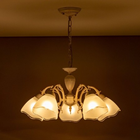 Suspended chandelier Citilux "Latur" CL413250, 36x33 cm, 5x75W, e27, white color-17