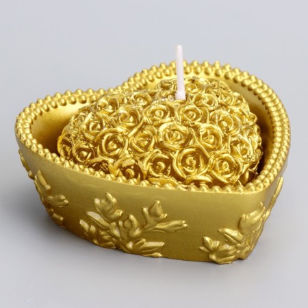 Candle "Heart" 9x4.5cm, gold-1