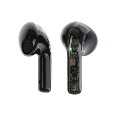 Wireless headphones YX11, TWS, inserts, BT 5.3. 28/200 mAh, noise -hand, transparent, black-1