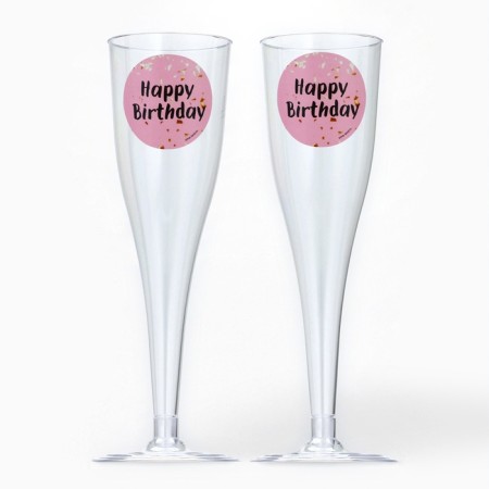 A set of plastic glasses for champagne "Happy Birthday", Party, 150 ml-1