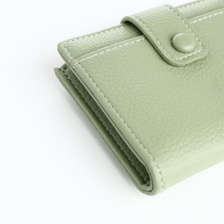 Women's wallet on the button, green color-2