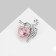 Brooch "Hearts on a twig", white-pink color in silver