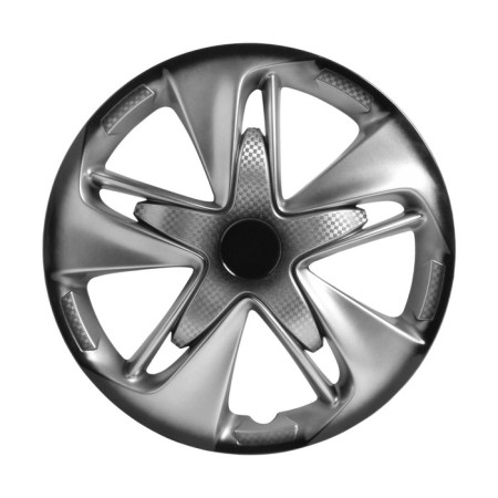 Wheel caps 15 "Super Astra +", silver-black, carbon, set 2 pcs, AWCC-15-25-1