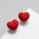 Earrings plastic "Caramel" heart, red color