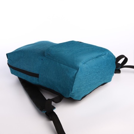 Young youth backpack with a zipper, waterproof, 3 outer pockets, turquoise color-4
