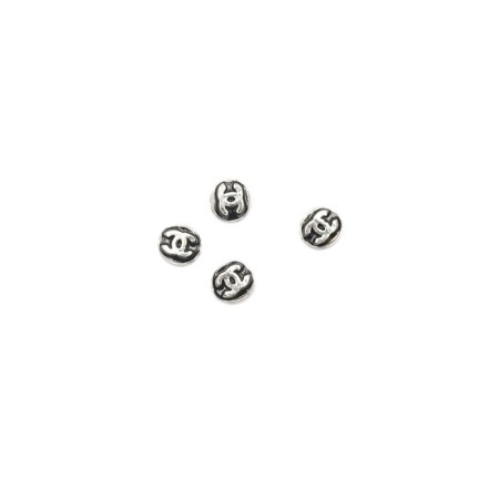 Metal fittings Pole "Chanel silver on black", 4 pcs