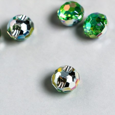 Buttons plastic for creativity 1 puncture "ball holography. Green" set 12 pcs d = 1.2 cm-1