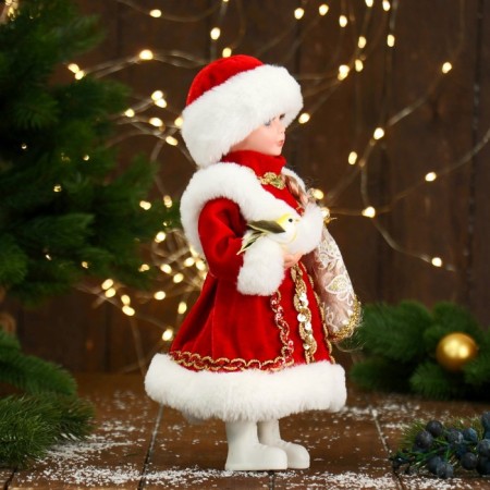 Snegurochka under the Christmas tree "Winter magic. In a lush fur coat ", 30 cm, red-5