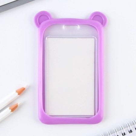 Case for passing with the ears "Bear", purple, 12 x 7 cm-3