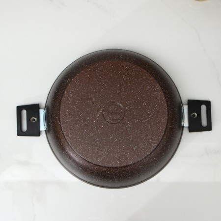 Stear, d = 30 cm, h = 8.5 cm, removable handles, glass cover, anti -stick coating, brown color-2