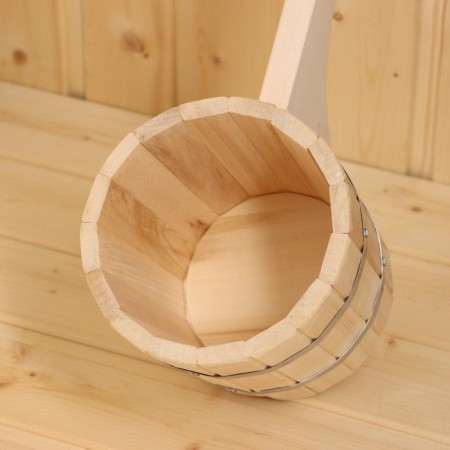 Bucket of linden 1.5l, 48 cm, stainless hoop, with a horizontal handle-3