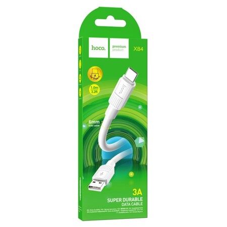 Hoco X84, Type -C cable - USB, 3 A, 1 m, data transfer, PVC, White-5