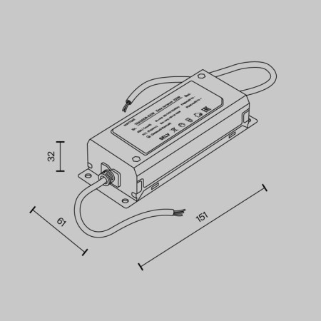 Components for the textile suspension system Technical TRA130DR-100W, 100W, 15.1x6.1x3.2 cm, white color-1
