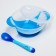 Set for feeding, 3 items: a plate on a suction cup 350 ml, cover, thermal engine, blue color