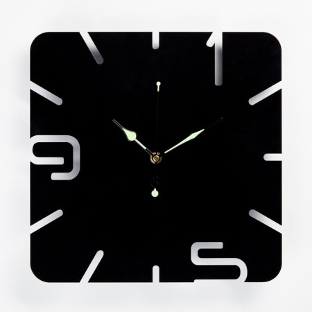 Wall watches of metal "minimalism", silent, 37 x 37 cm, luminous-1
