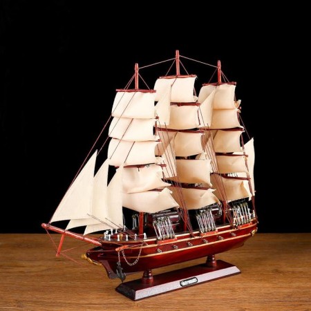 Souvenir ship "Breslau", three -masted, under a dark tree, beige sails, 49x43x8 cm-2