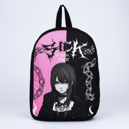 School textile ryukzak "anime", 38x14x27 cm, black color, pink-1
