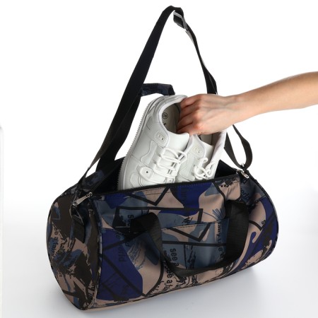 Sports bag, textura, average size, gray/blue color-6