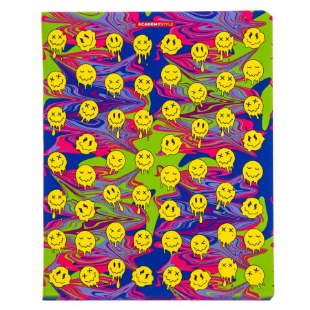 Notebook of 48 sheets in the cell "liquid smiles", cover coated cardboard, softtouch, congruh, mix-3