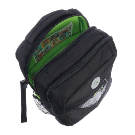 School backpack, 39 x 26 x 19 cm, Grizzly, ergonomic back, laptop department, black-9