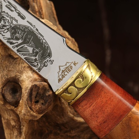 Hunting knife "Fight", 22cm, blade 112mm/2.8 mm, wood, with engraving, mix-2