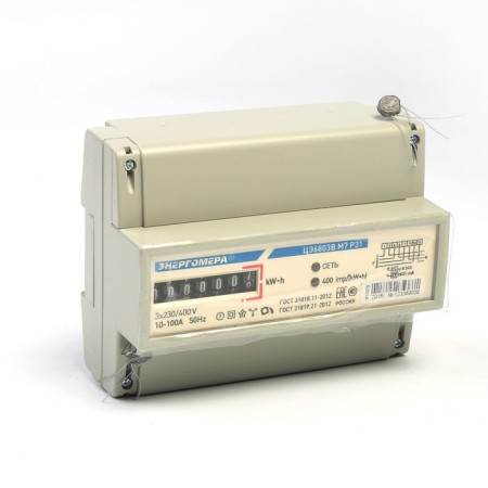 Energomer meter TsE-6803V 1, 10-100 A, three-phase, single-tariff, 1 class of accuracy