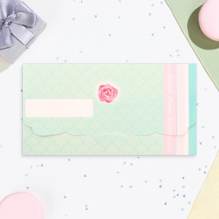 Money envelope "Congratulations!" Flowers in a cup, 18.5 x 8.5 cm-2