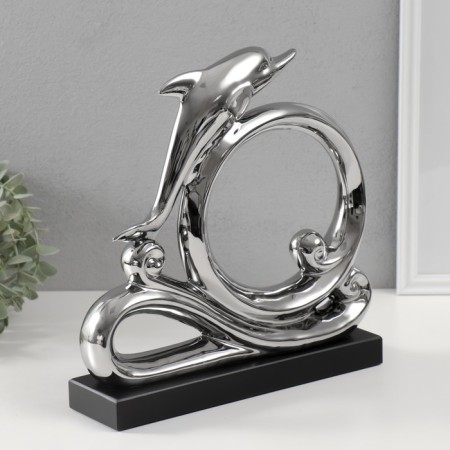 Souvenir Ceramics "Dolphin on the waves" silver 7.5x27.5x27 cm-2