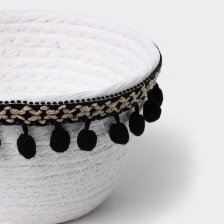 Basket for storage ladled handmade LadOOM "Mokko", 16.5 × 16.5 × 9 cm, white color-4