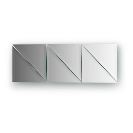 Mirror tiles with fake 10 mm, - set 6 pcs Triangle 15 x 15 cm, silver EvoForm