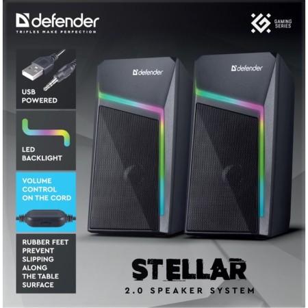 Computer speakers 2.0 Defender Stellar, 2x3, 3.5 mm, black-8