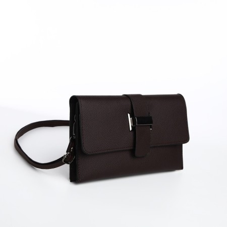 Bag-clate on magnet, long belt, brown color-2