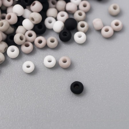 Glass beads 11/0 "Matte. Melange Black and White" 10 g-1