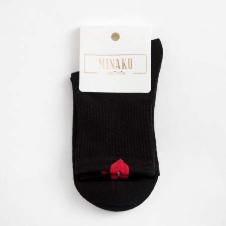 Women's socks minku "hearts" ts. black, size 22-25-2