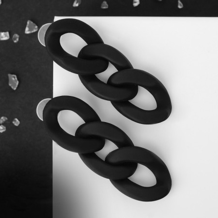 Earrings plastic "Chain" delight, small, black color-2