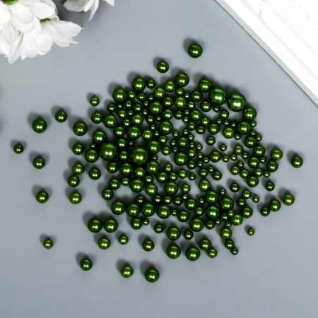 Decor for creativity plastic "Balls. Deep green" d = 1.5-8 mm, set 10 grams