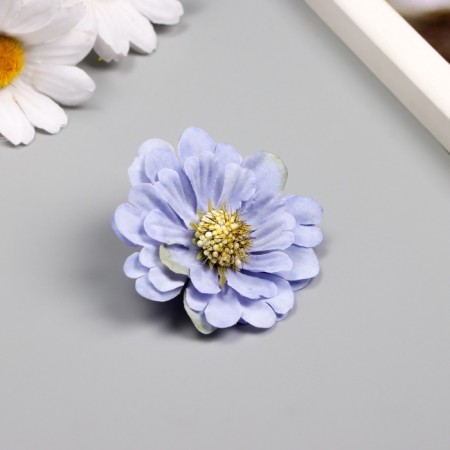 A bud on the leg for decoration "Multilayer chamomile blue" 6x6 cm-1